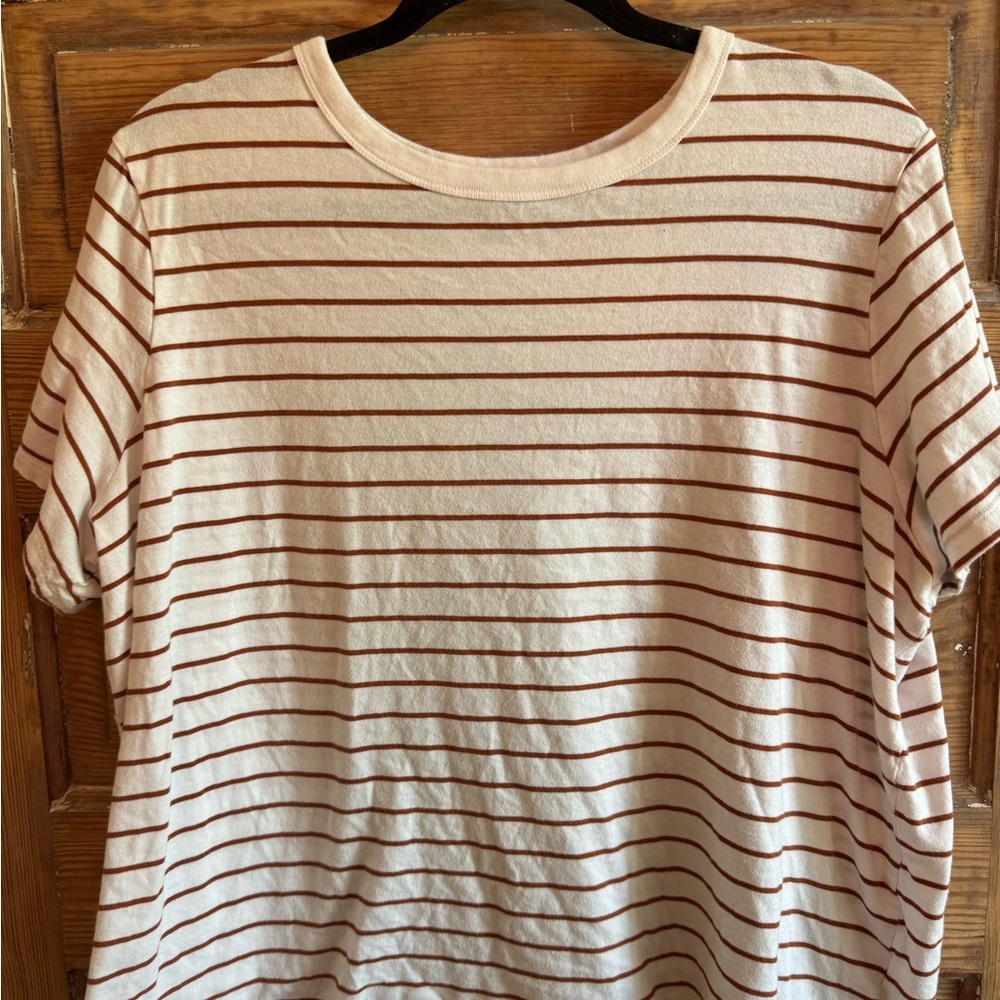 Old Navy Beige and Brown Striped Tee